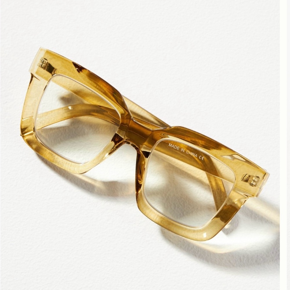 Anthropologie Amber Transparent Square Sunglasses
